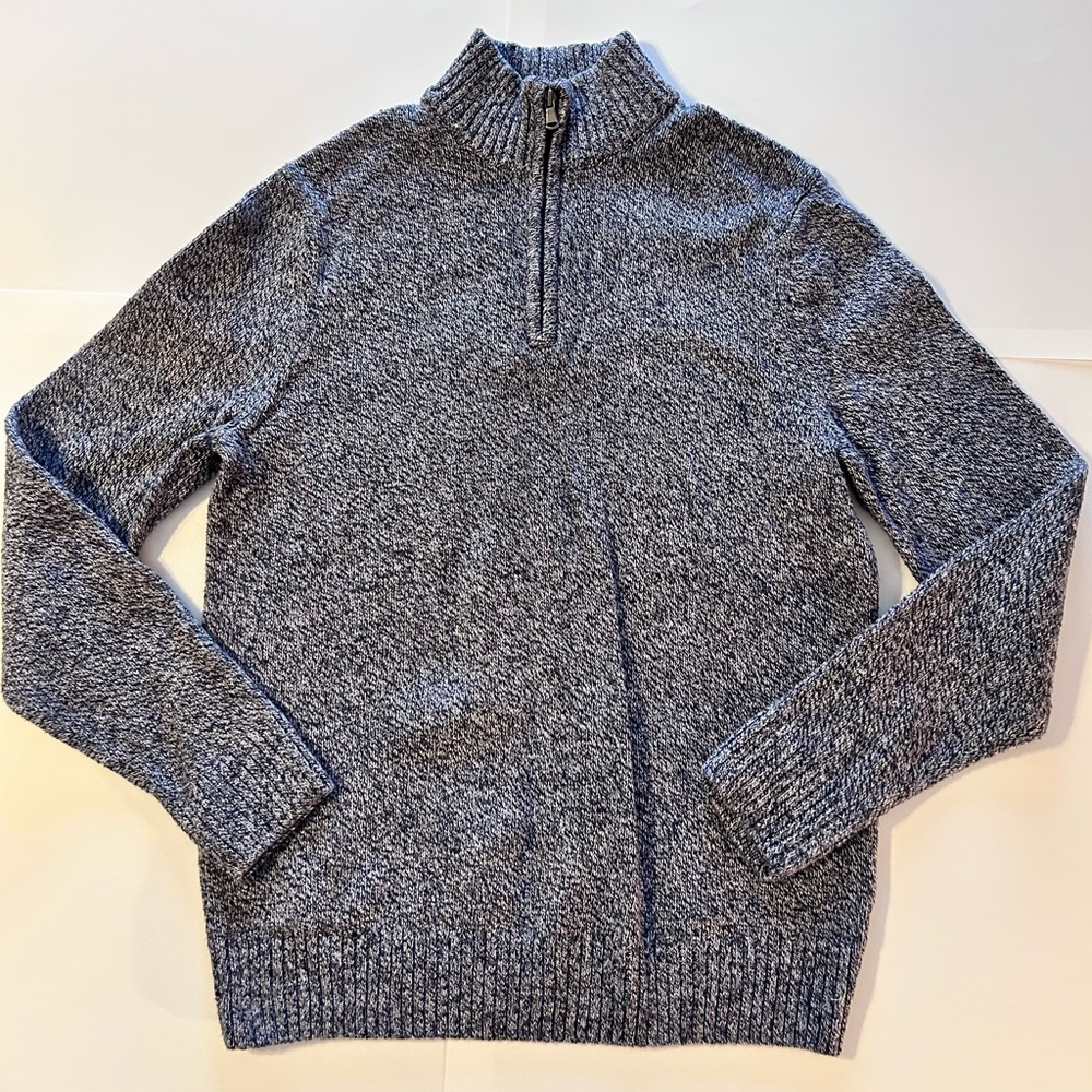 Men's Sonoma Goods For Life Quarter Zip Blue Marled Sweater Size Medium